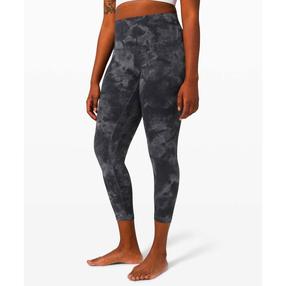 Lululemon Align Pants 25" Diamond Tie Dye High Waisted Crop Leggings Gray Sz 10